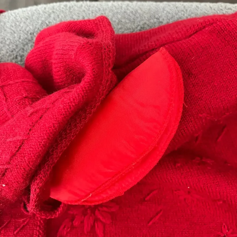 Koret Cardigan Sweater Womens Size 1X Red Knit Wool Button Front Artsy Old Money